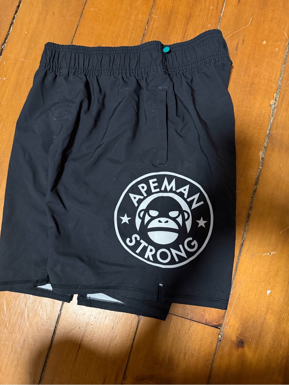 Apeman Strong Men's Black Athletic Shorts with Logo Powerlifting Gym